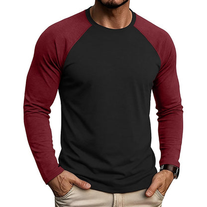 Contrast Raglan Henley Long Sleeve T-Shirt
