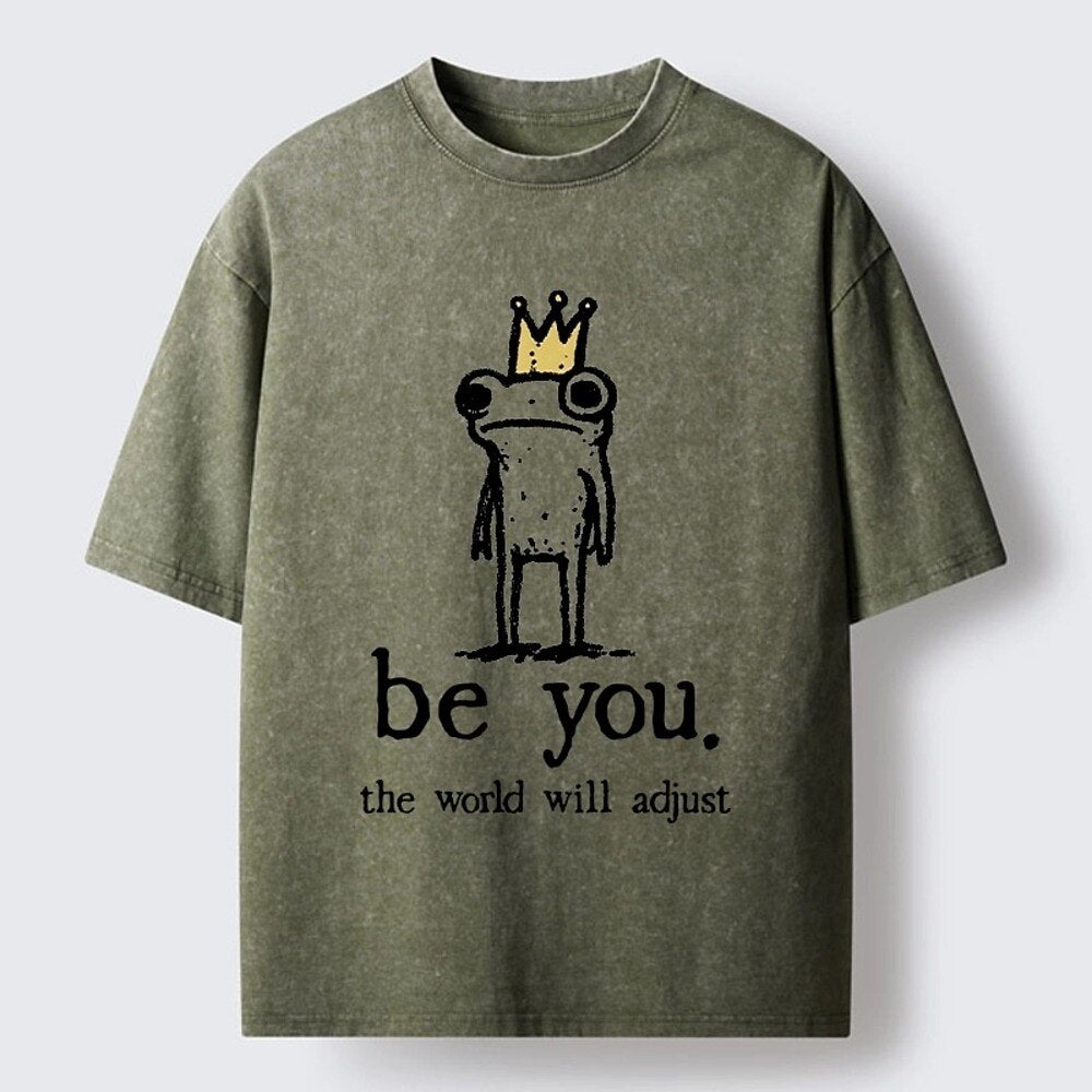 Japanese Style Crowned Frog Washed T-Shirt