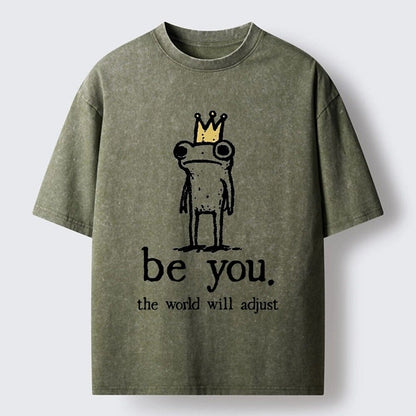 Japanese Style Crowned Frog Washed T-Shirt