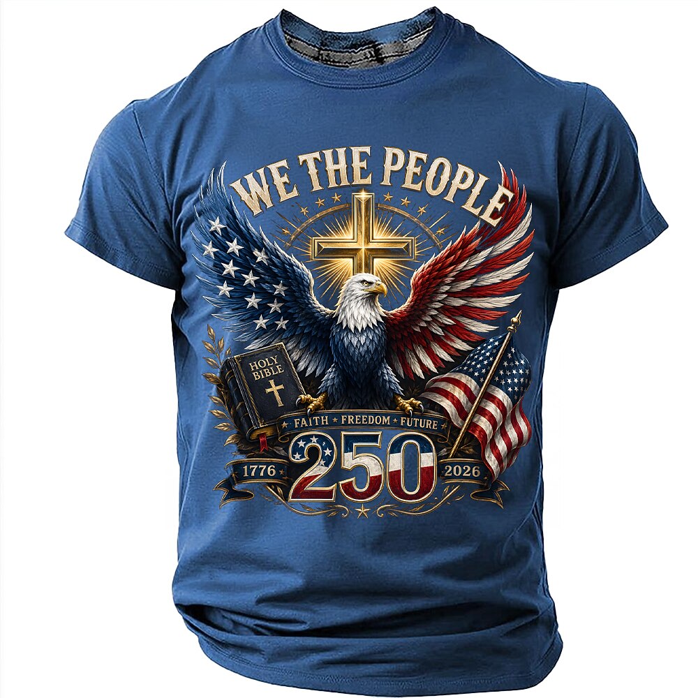Men's Eagle US Flag Print Short Sleeve Patriotic T-Shirt