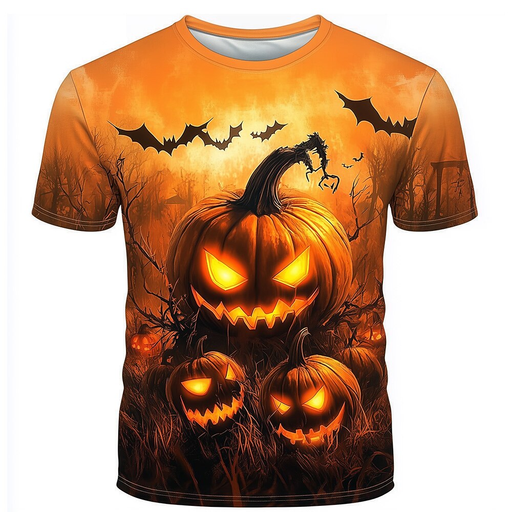 Halloween Men's Haunted House Pumpkin Graphic T-Shirt