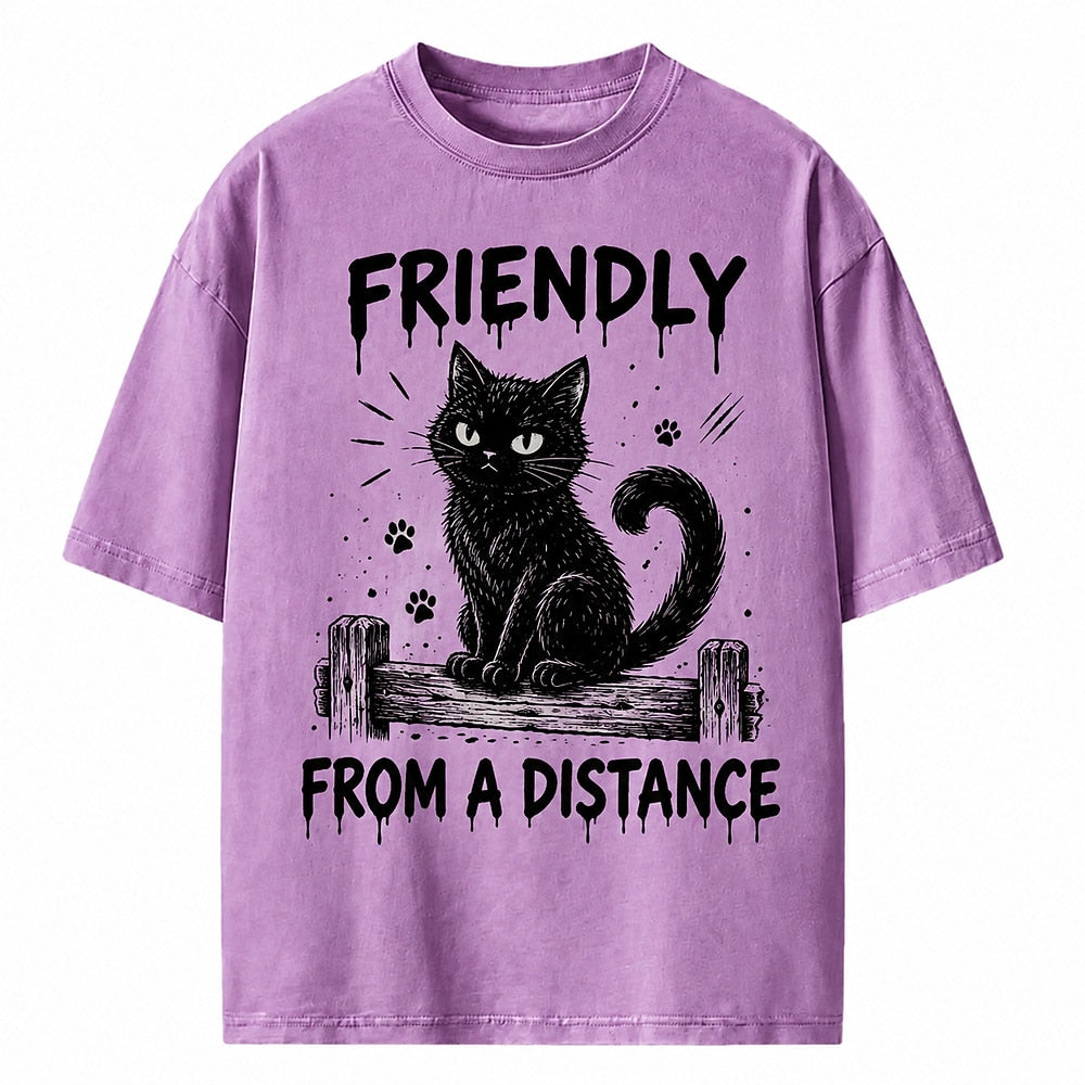 Friendly from a Distance Cat Heavyweight T-Shirt