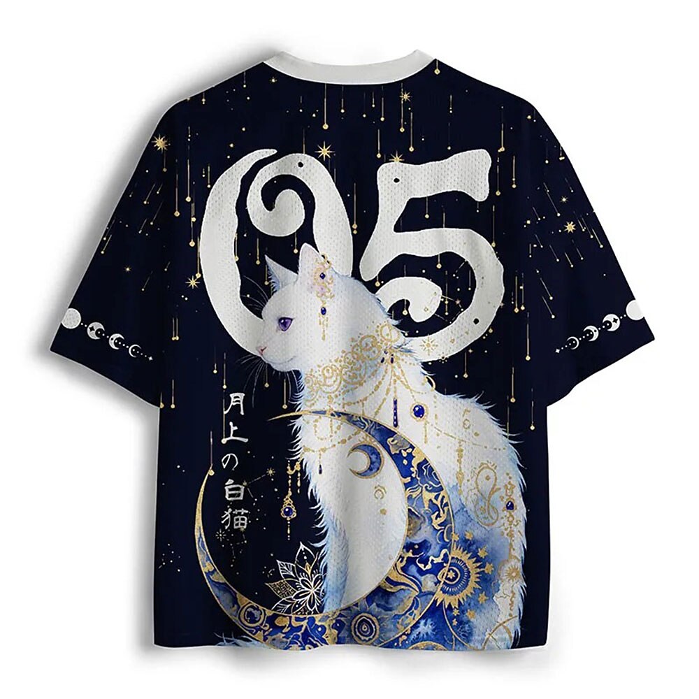 Men's Cat Graphic V-Neck Jersey