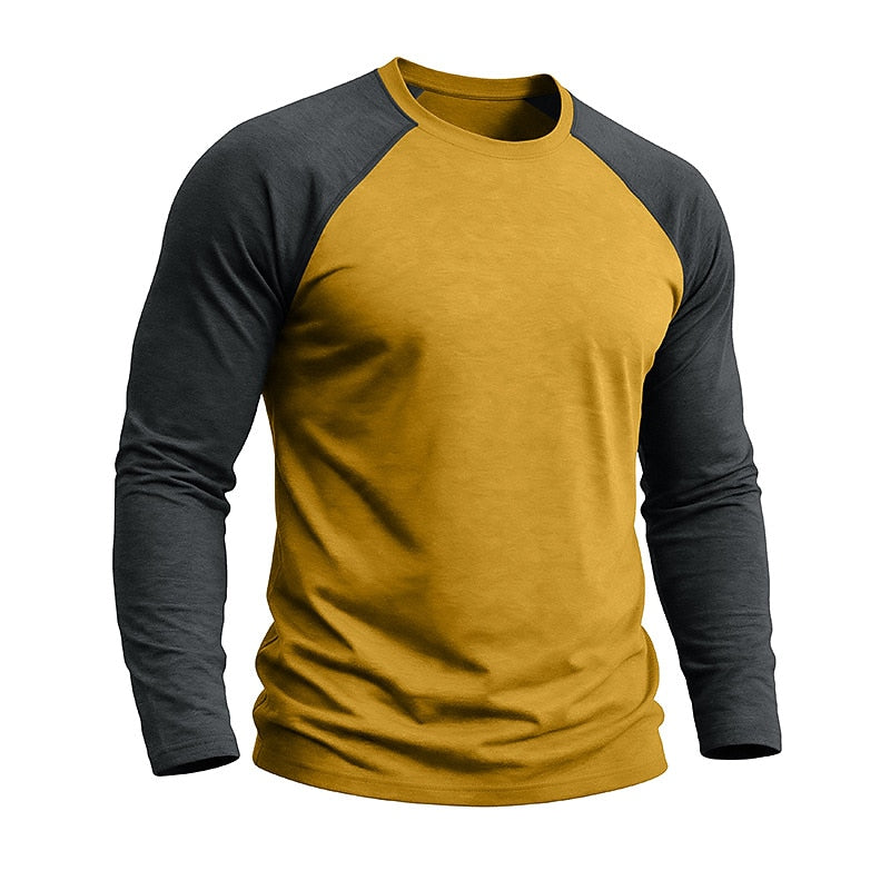 Contrast Raglan Henley Long Sleeve T-Shirt