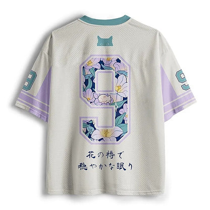 Men's Floral Garden Print Short Sleeve Pastel Sports Jersey T-Shirt