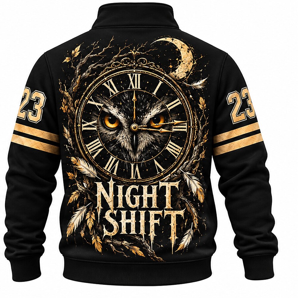 Moonlit Owl Pocket Watch Half-Zip Sweatshirt