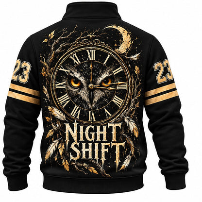 Moonlit Owl Pocket Watch Half-Zip Sweatshirt