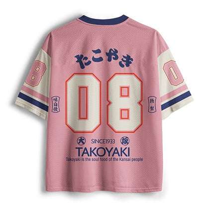 Men's Pink Octopus Graphic V-Neck Sports Jersey