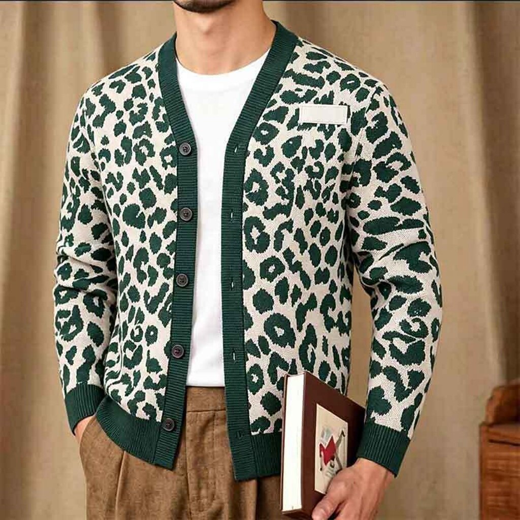 Leopard Spot V-Neck Cardigan