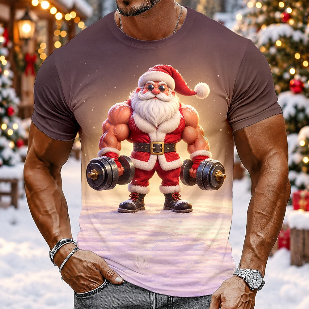 Dumbbell Santa Workout T-Shirt