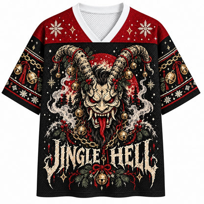Jingle Hell Horned Demon V-Neck Mesh Jersey
