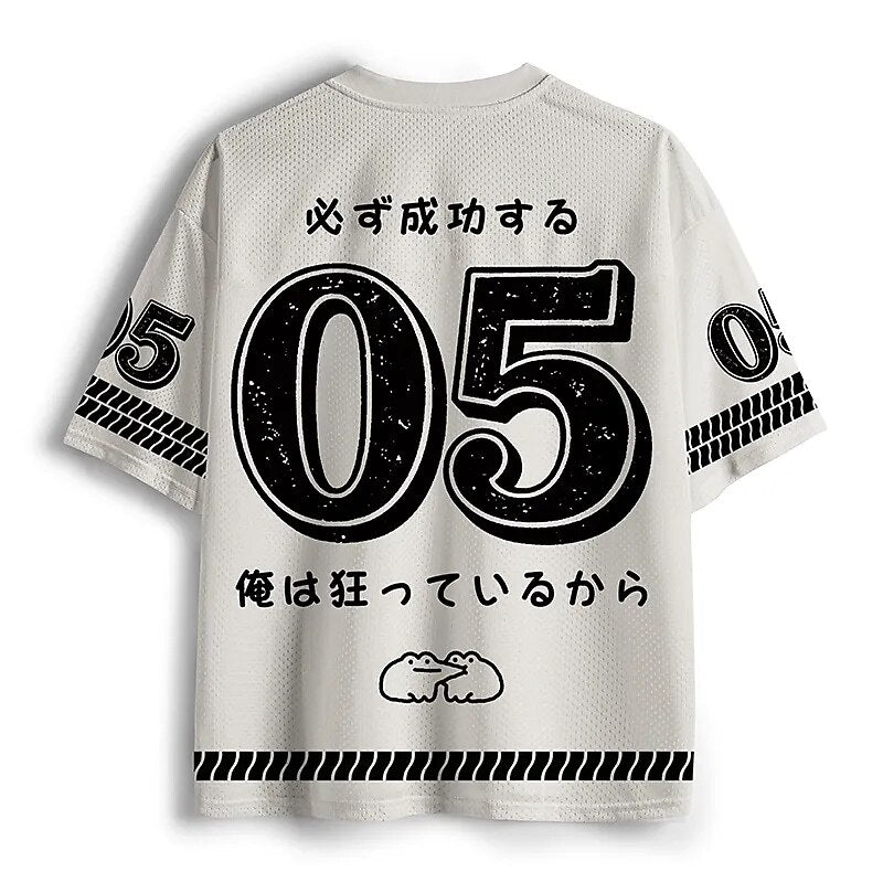 Men's White Sports Number Graphic Print Short Sleeve Jersey T-Shirt