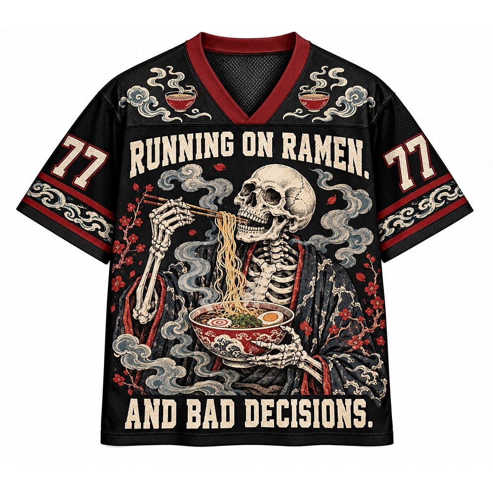 Running on Ramen Skeleton Number 77 Mesh Jersey