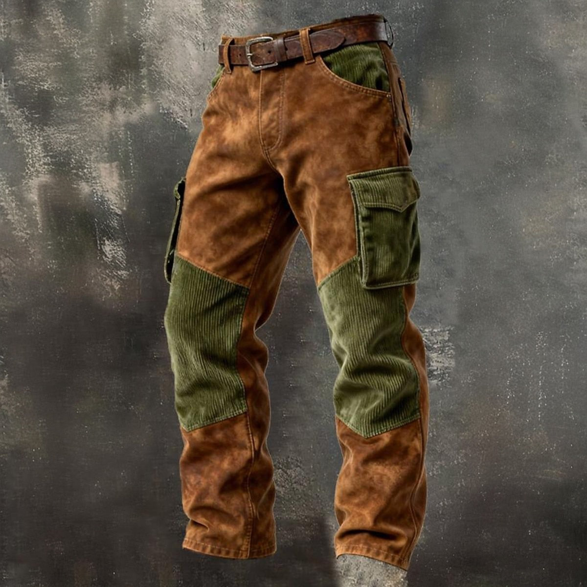 Contrast Corduroy Panel Cargo Pants
