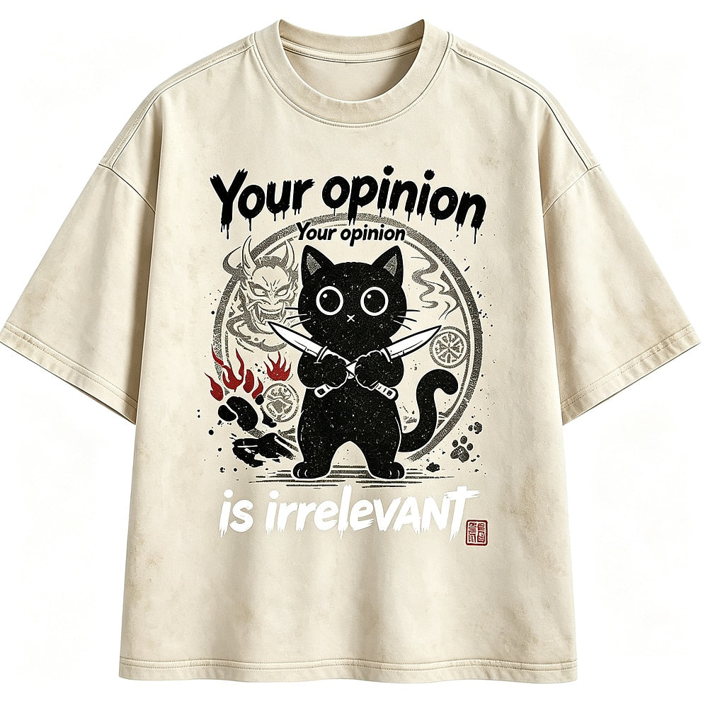 Your Opinion Is Irrelevant Knife Cat Washed T-Shirt