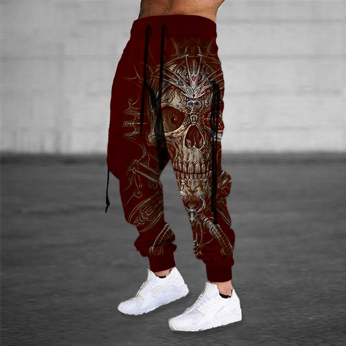 Men's Tribal Skull Print Long Pants Casual Jogger Sweatpants