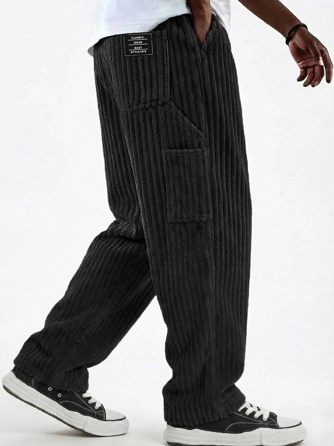Corduroy Cargo Pocket Drawstring Pants
