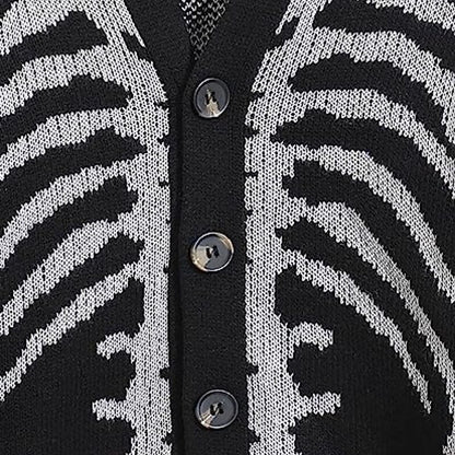 Skeleton Ribcage V-Neck Cardigan
