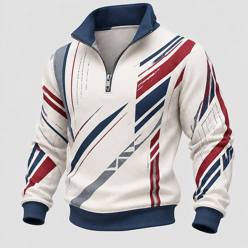 Topographic Line Half-Zip Sweatshirt