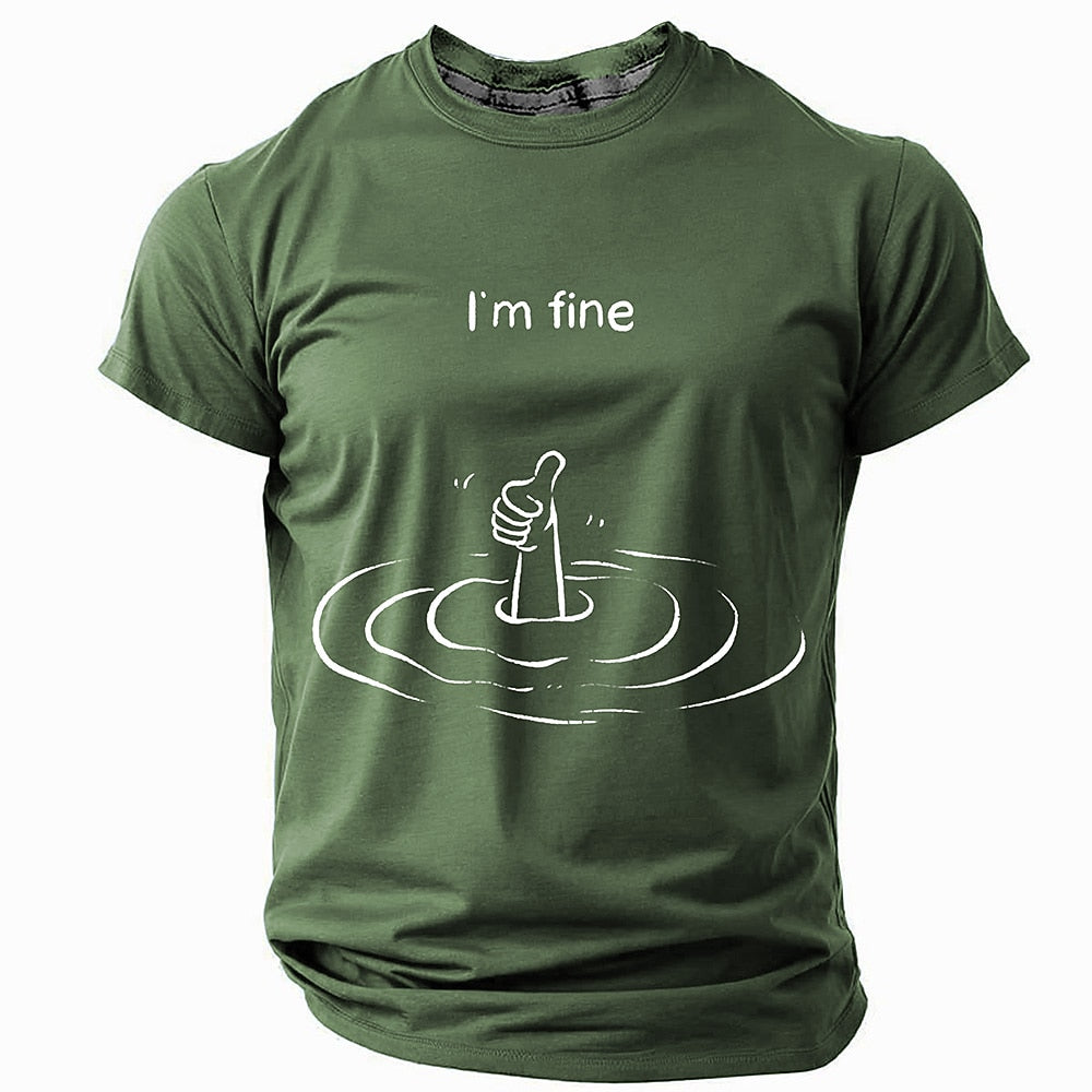 Men's Sinking Thumbs-Up Print Short Sleeve Humorous Graphic T-Shirt