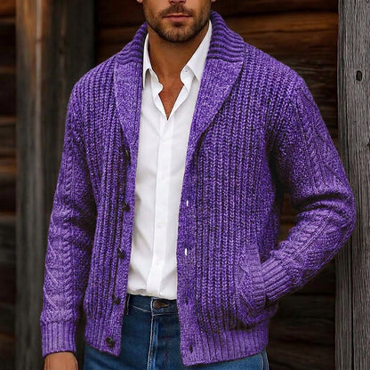 Longline Cable Shawl Collar Cardigan