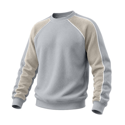 Raglan Waffle Crew Neck Sweatshirt