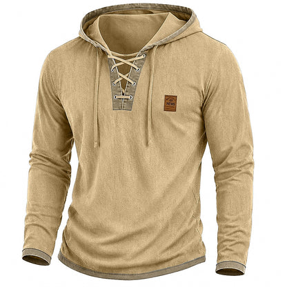 Contrast Trim Lace-Up Hoodie