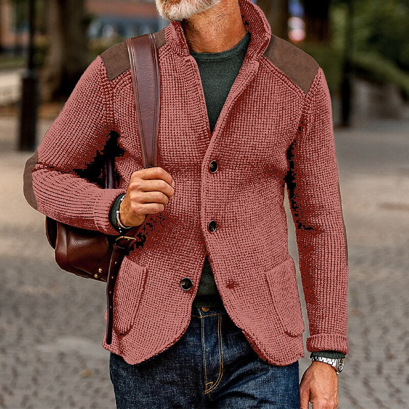 Contrast Shoulder Knit Cardigan