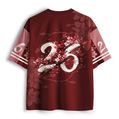Men's Red Football Number Graphic Print Short Sleeve Sports Jersey T-Shirt