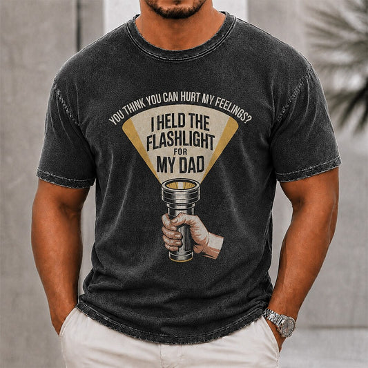 Men's Flashlight Dad Quote Print Short Sleeve Funny T-Shirt