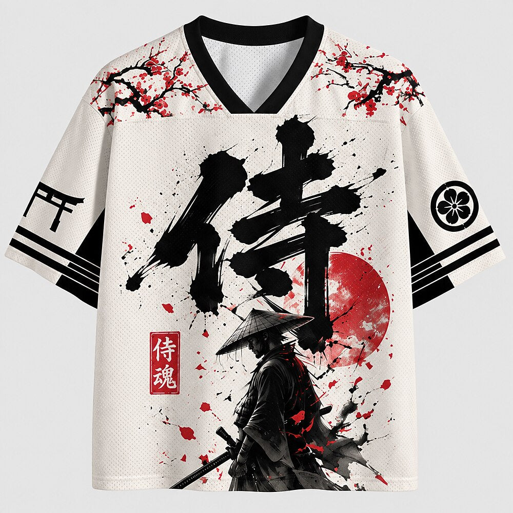 Men's Kanji 3D Graphic V-Neck Sports Jersey