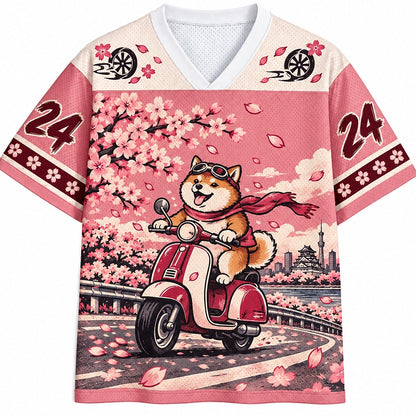 Cherry Blossom Scooter Dog Mesh Jersey