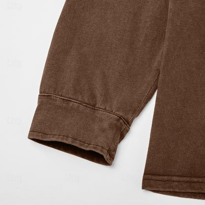 Washed Pocket Henley Long Sleeve T-Shirt