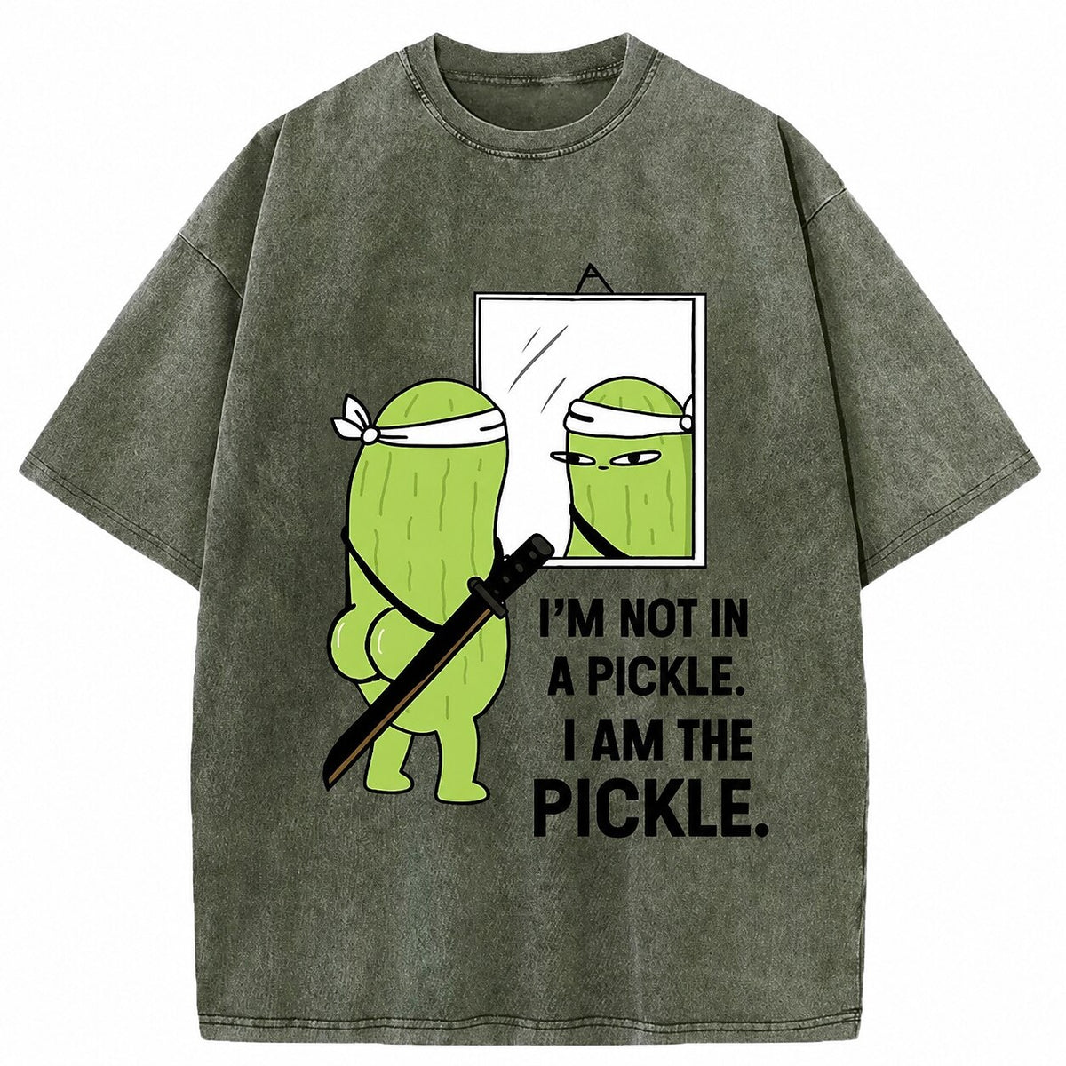 Japanese Style Pickle Katana Washed T-Shirt