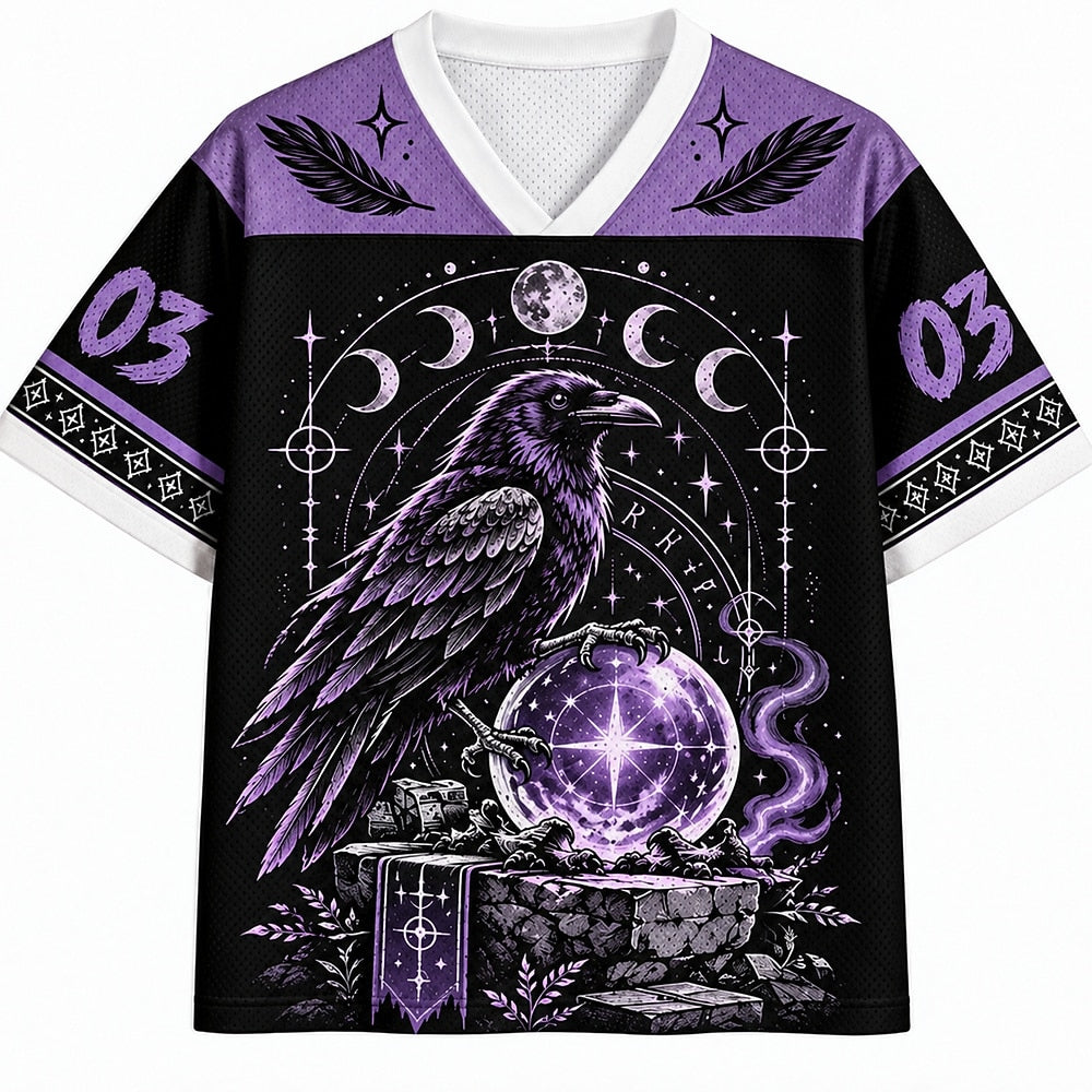 Mystic Raven Crystal Number 03 V-Neck Mesh Jersey