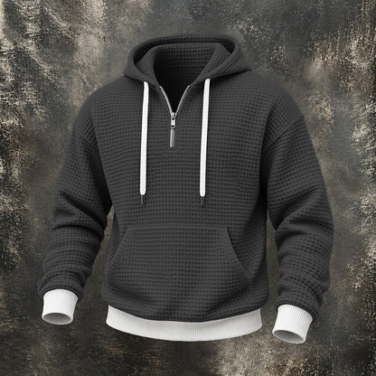 Waffle Quarter-Zip Pocket Hoodie