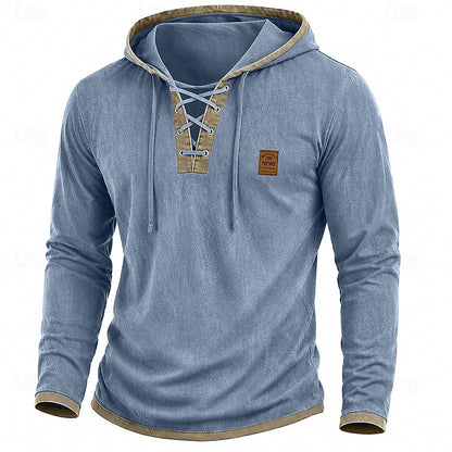 Contrast Trim Lace-Up Hoodie