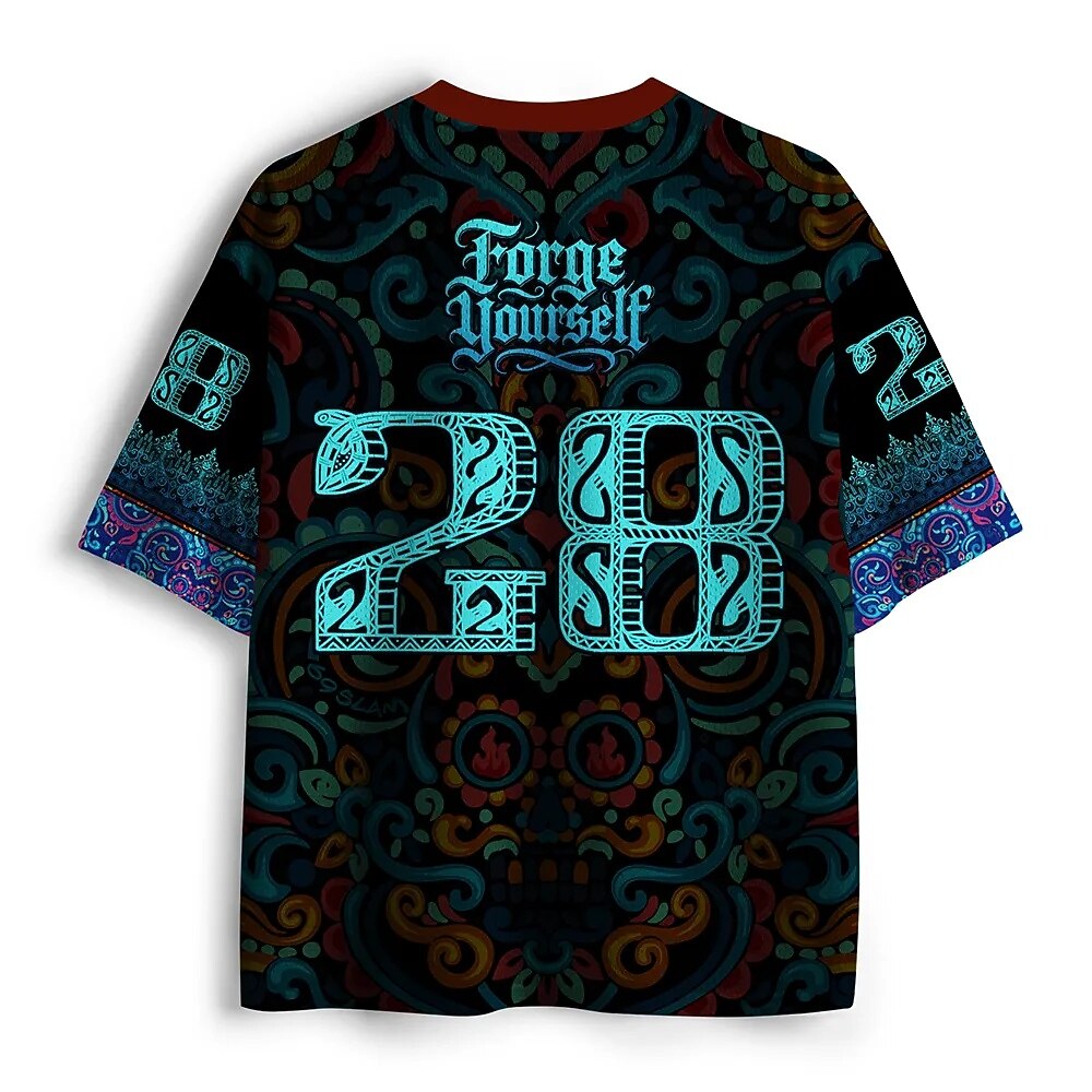 Men's Neon Tiger Totem Print Short Sleeve Streetwear Jersey T-Shirt