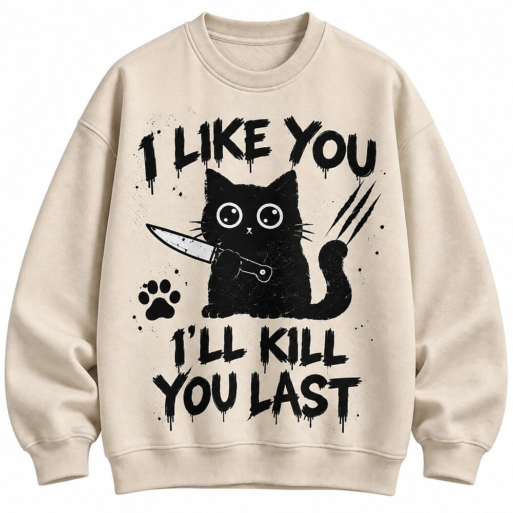 I Like You Knife Cat Crew Neck Sweatshirt