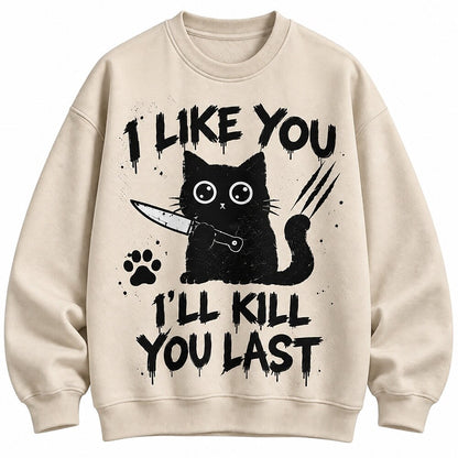 I Like You Knife Cat Crew Neck Sweatshirt