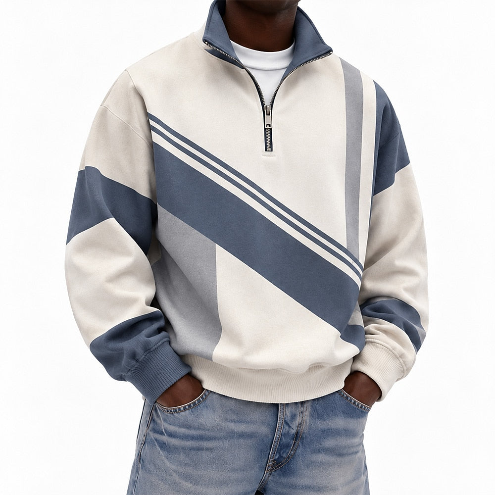 Linear Panel Half-Zip Sweatshirt