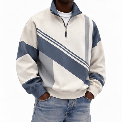 Linear Panel Half-Zip Sweatshirt