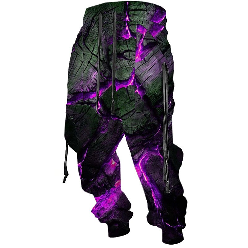 Men's Lava Crack Print Long Pants Streetwear Jogger Sweatpants