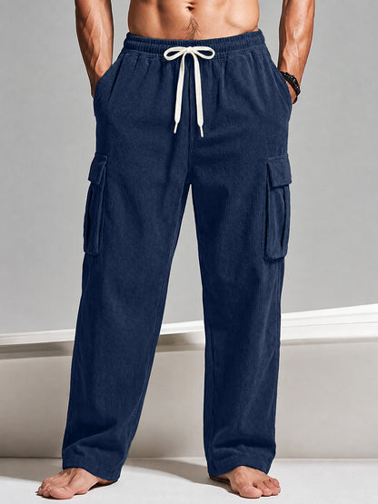 Drawstring Corduroy Cargo Pants