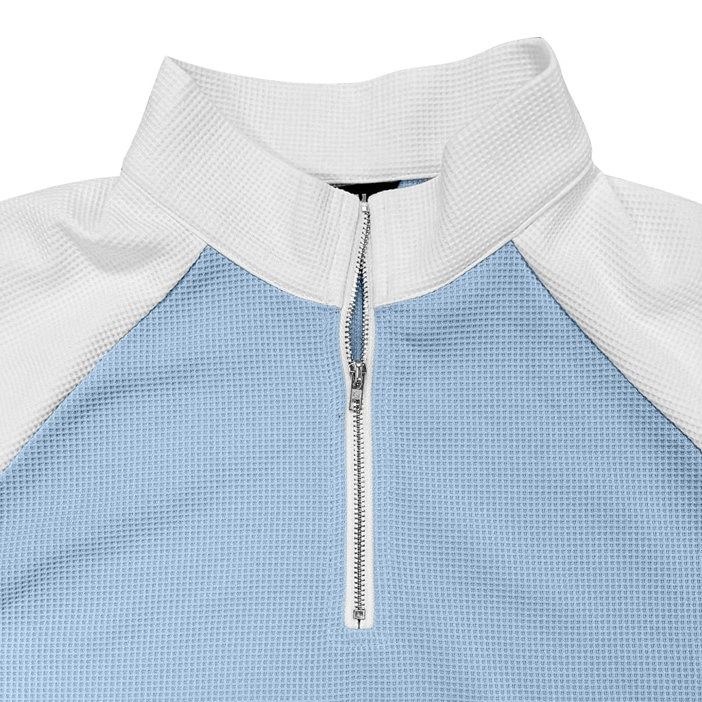 Raglan Color Block Waffle Quarter-Zip Polo