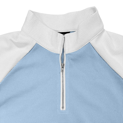 Raglan Color Block Waffle Quarter-Zip Polo