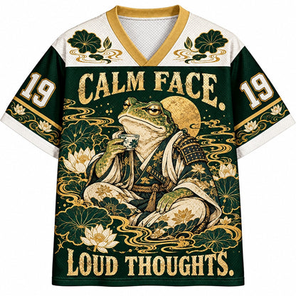 Calm Face Loud Thoughts Frog Number 19 Mesh Jersey