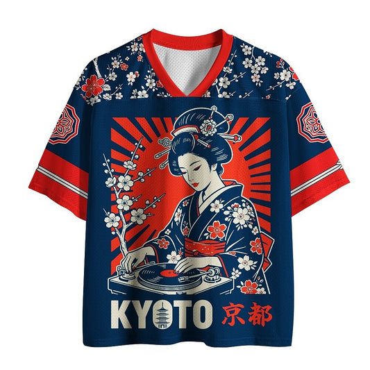 Men's Kyoto Geisha DJ Graphic V-Neck Sports Jersey