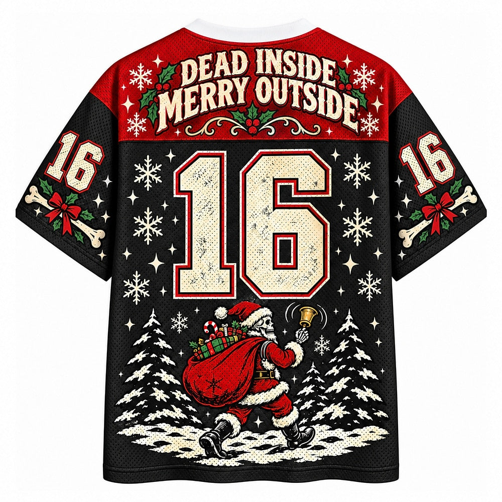 Skeleton Santa Christmas Mesh Jersey