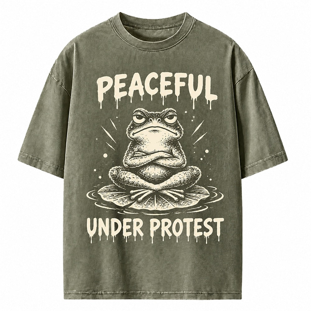 Peaceful Under Protest Frog Heavyweight T-Shirt